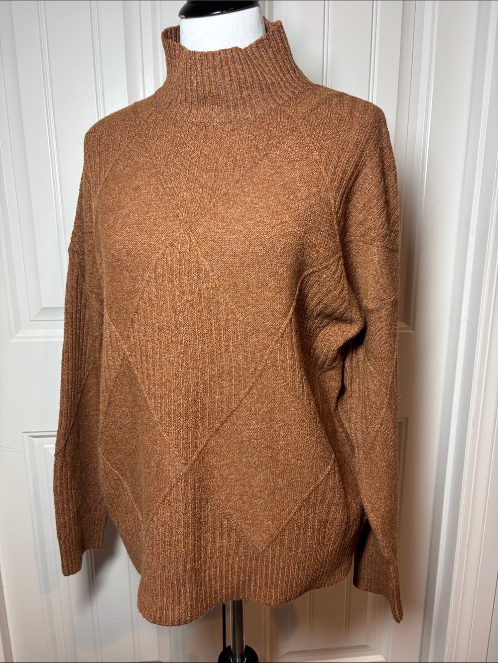 Joseph A. Camel-Brown Mock Neck Turtleneck Sweater NWOT